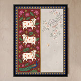 Three Cows and a Peacock Among Lotuses