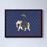 Elephant Under a Parasol in Indigo