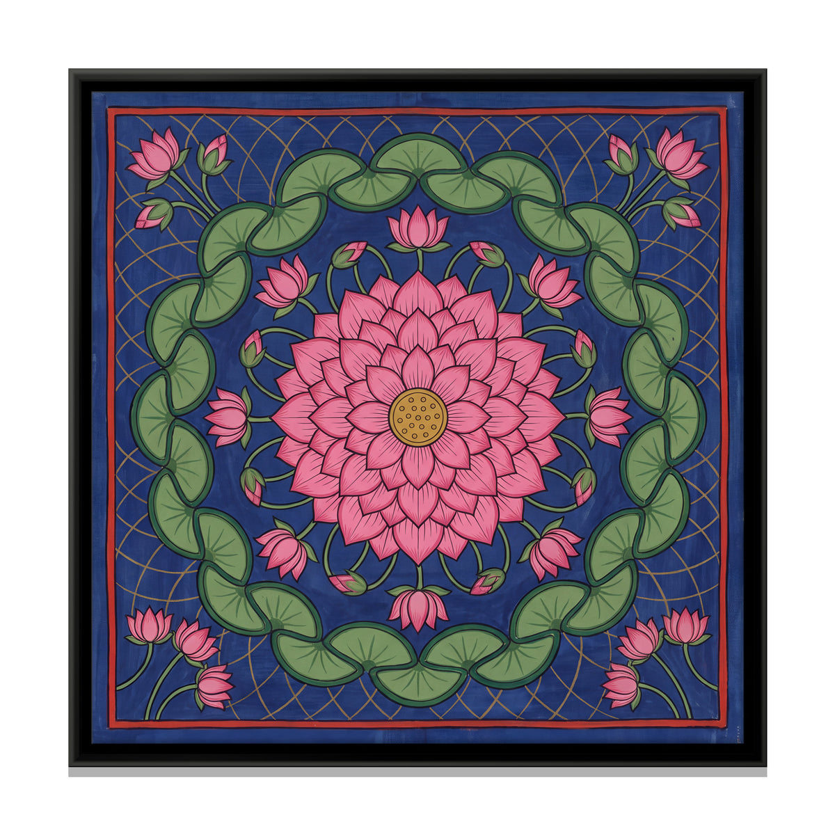 Lotus Mandala - framed canvas print, front view