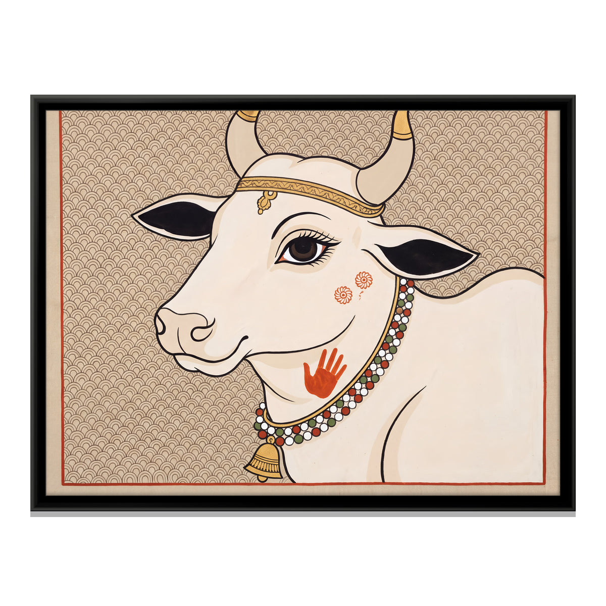 Gau Mata Portrait - framed canvas print, front view