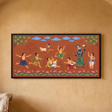 Shri Krishna Playing Ball with Cowherds in Terracotta