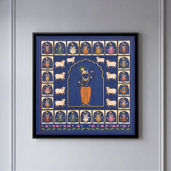 Shrinathji Surrounded by Twenty-four Forms and Cows