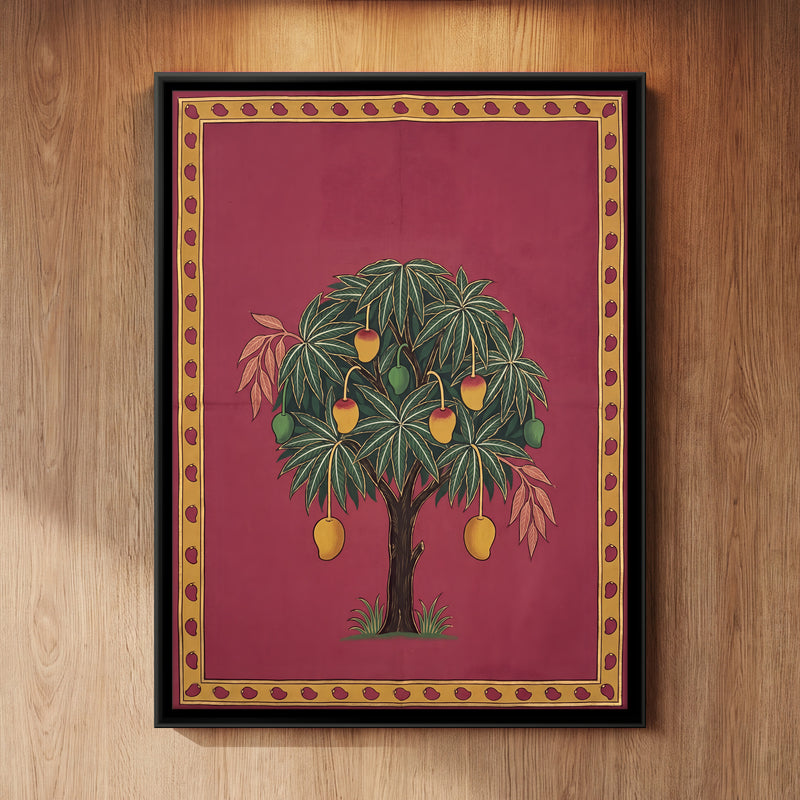 Mango Tree in Fruit - framed canvas art hung on a wall