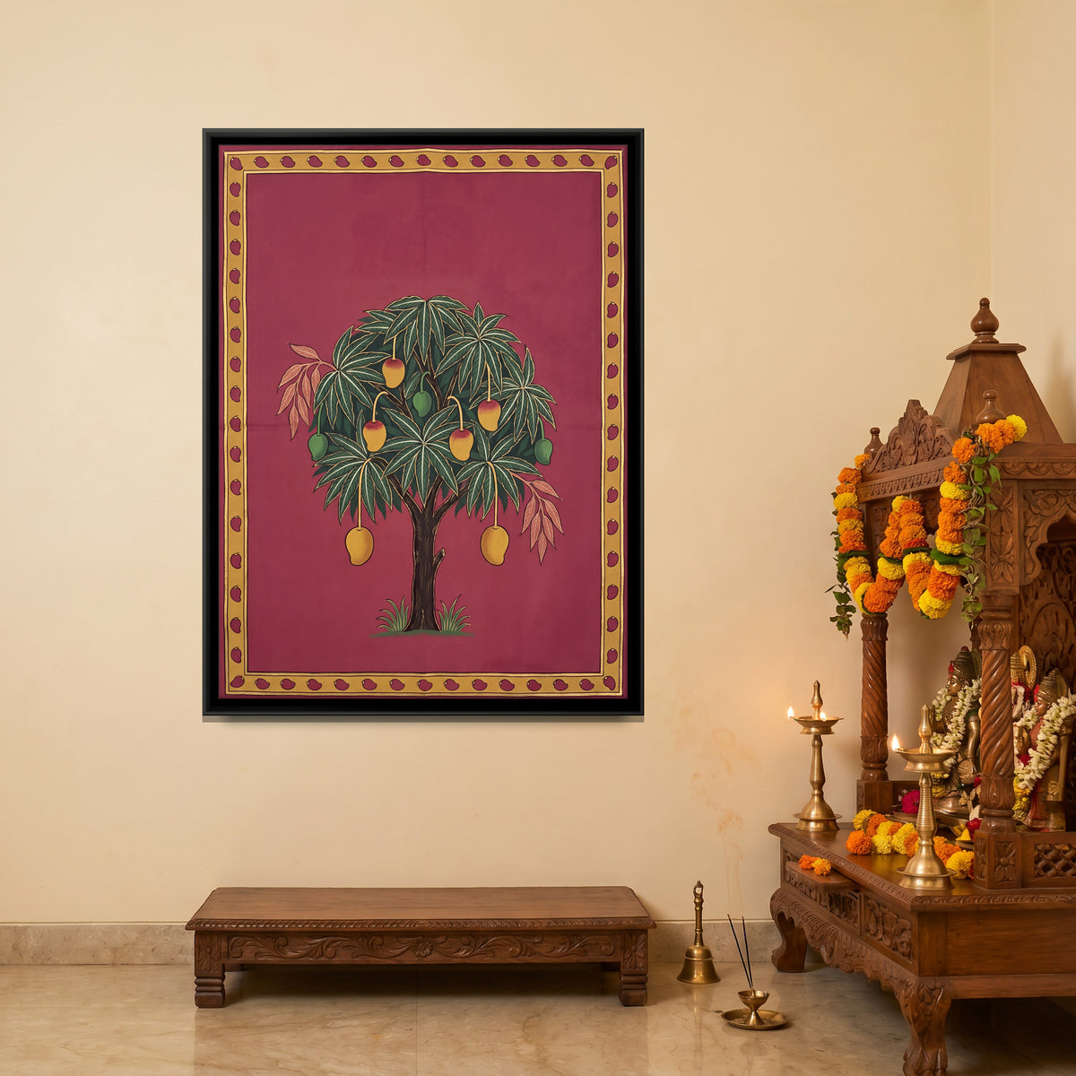 Mango Tree in Fruit - canvas art shown in a styled room