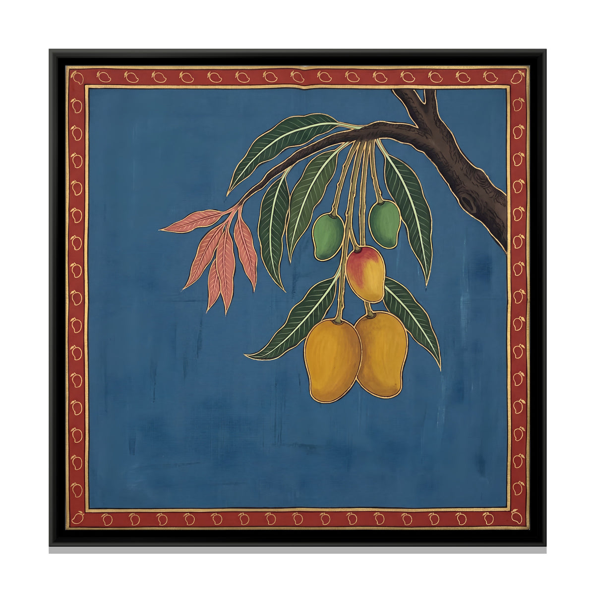 Cluster of Mangoes on a Branch - framed canvas print, front view
