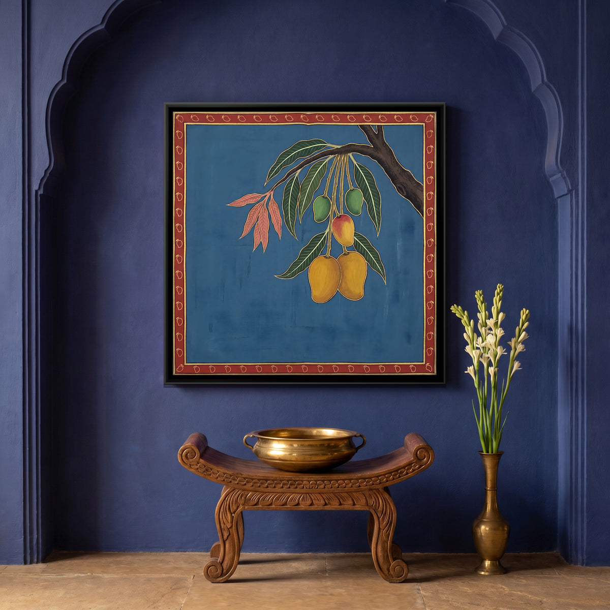 Cluster of Mangoes on a Branch - canvas art shown in a second room setting