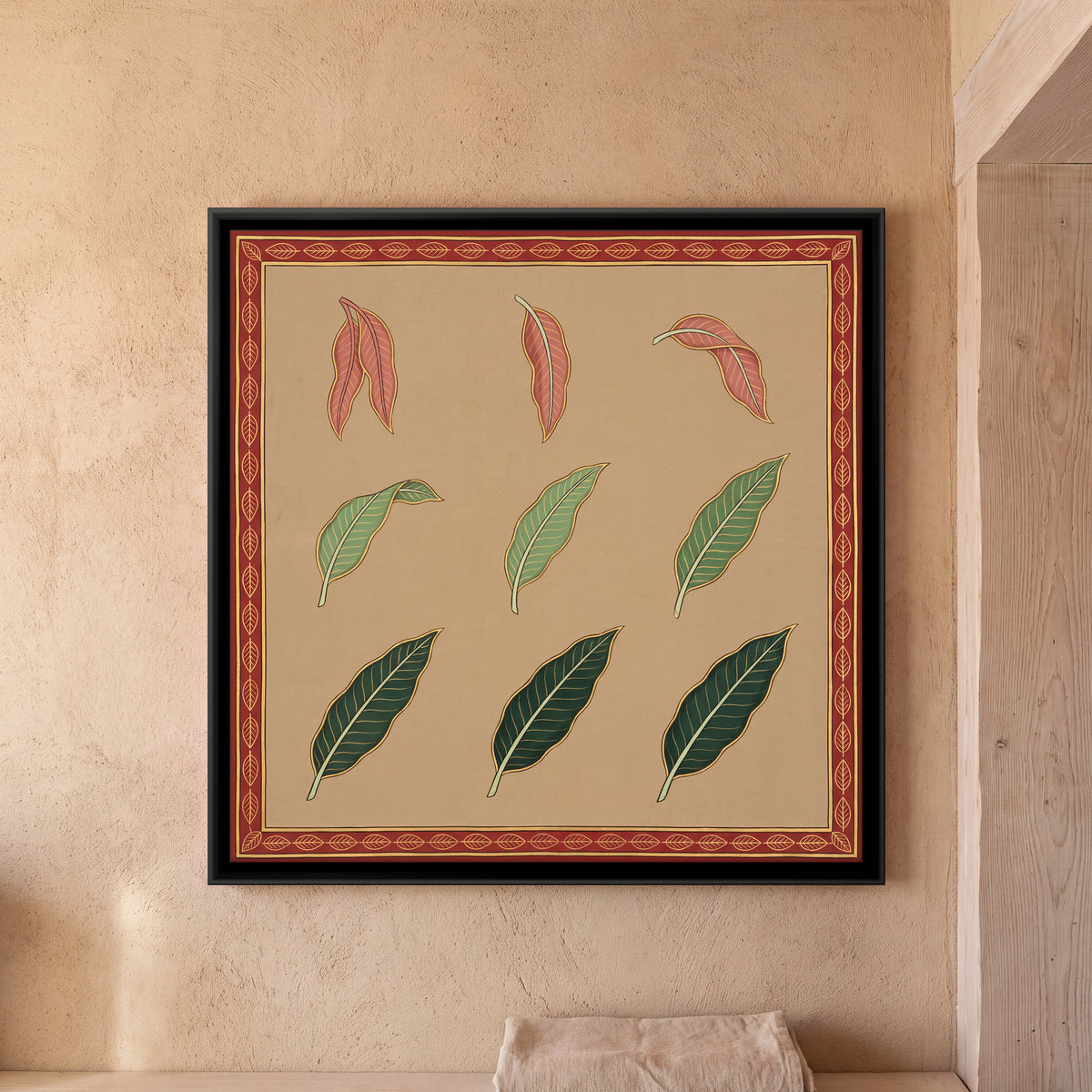 Mango Leaf Study - framed canvas art hung on a wall