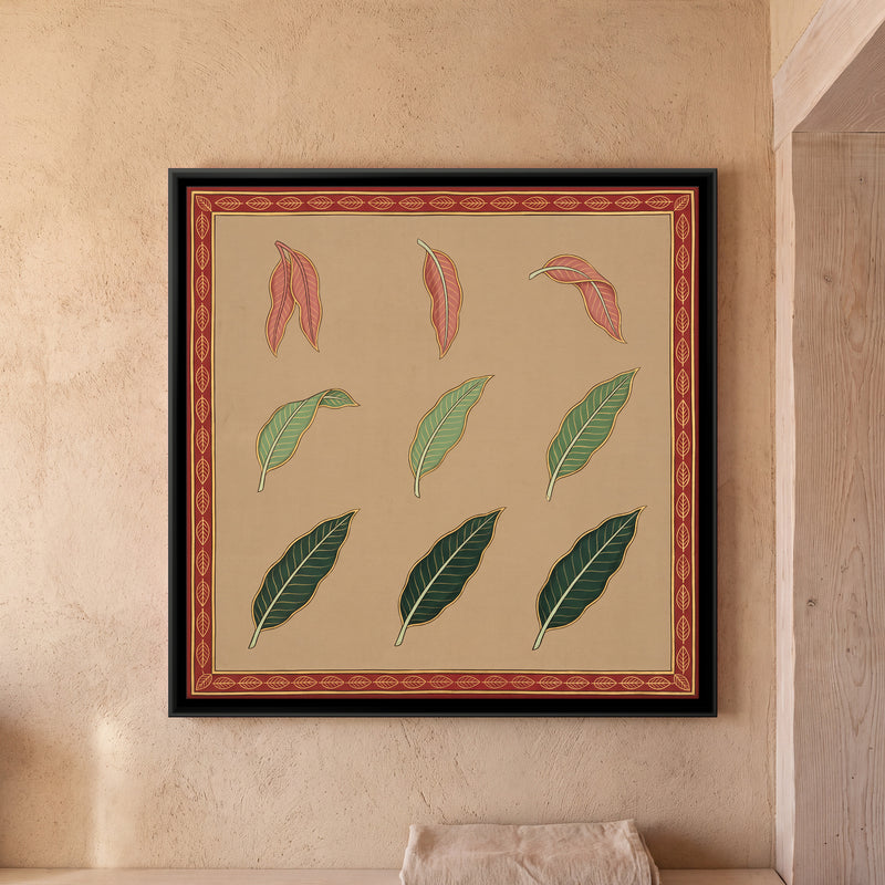Mango Leaf Study - framed canvas art hung on a wall