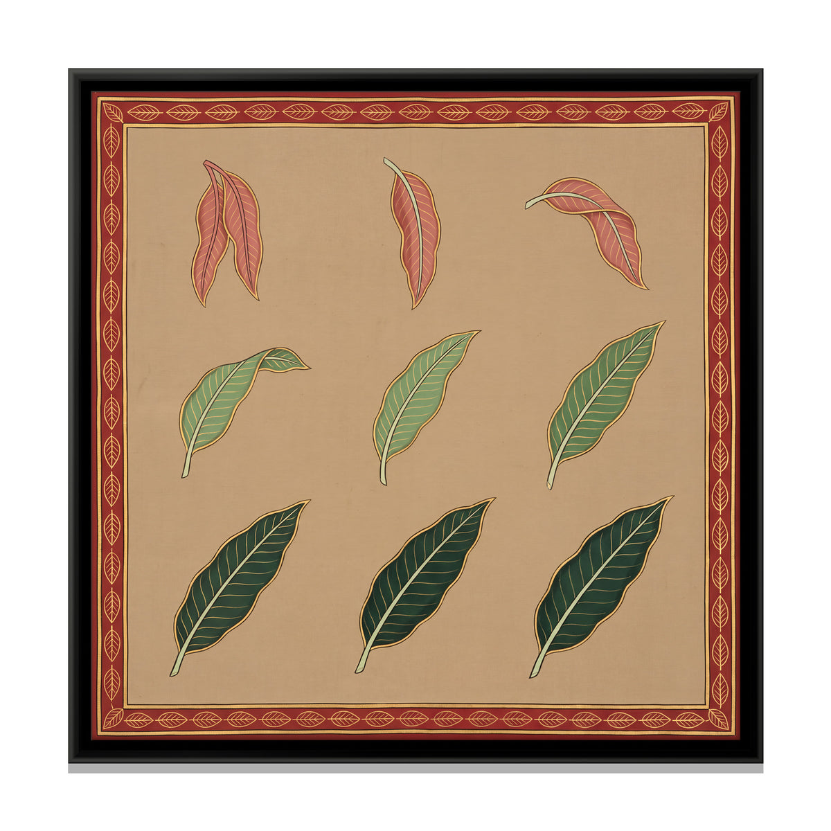 Mango Leaf Study - framed canvas print, front view