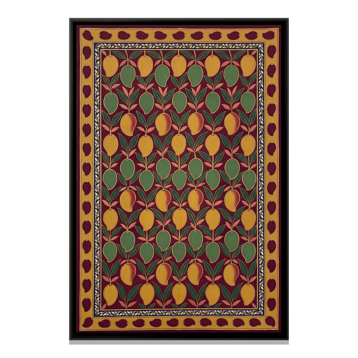 Mango and Leaf Pattern - framed canvas print, front view