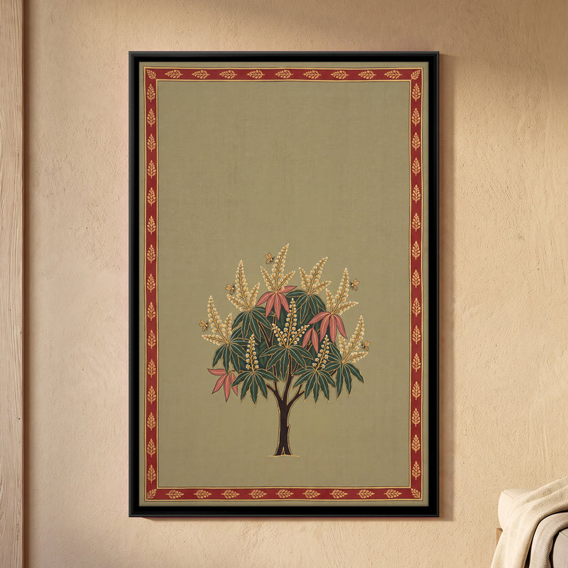 Mango Tree in Blossom - framed canvas art hung on a wall