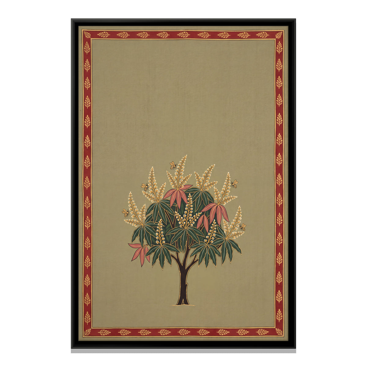 Mango Tree in Blossom - framed canvas print, front view