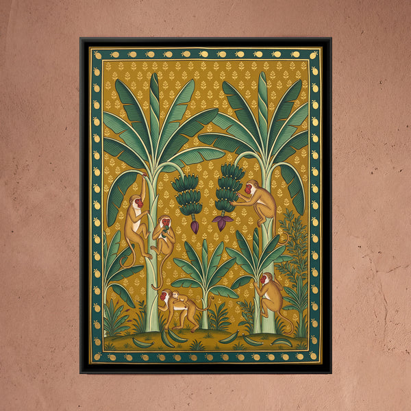 Monkeys Feeding in a Banana Grove