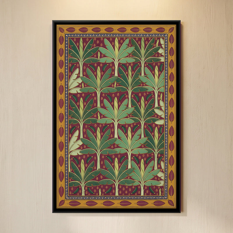 Banana Tree Pattern - framed canvas art hung on a wall