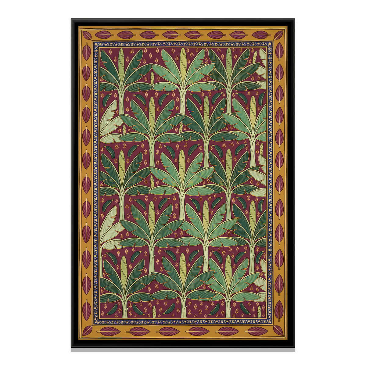 Banana Tree Pattern - framed canvas print, front view