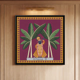 Shrinathji on a Plinth Between Crossing Banana Trees