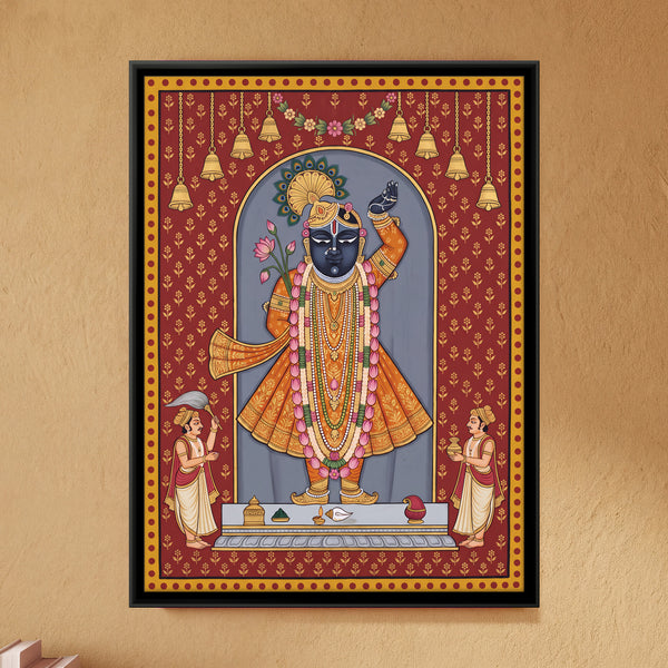 Shrinathji with Attendants in Crimson