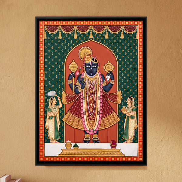 Dwarkadhish with Attendants in Emerald