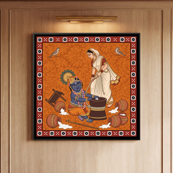 Mata Yashoda Tying Child Shri Krishna to a Wooden Mortar