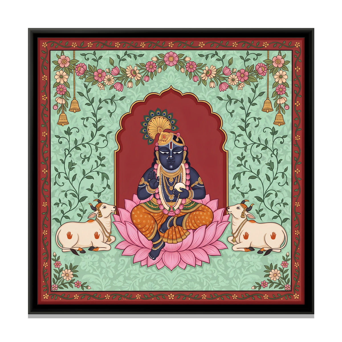 Bal Krishna with Butter - framed canvas print, front view