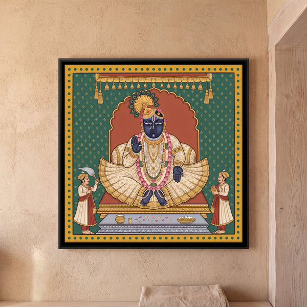 Shrinathji Seated on a Throne with Attendants