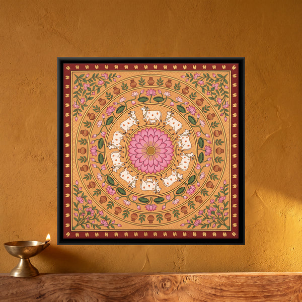 Mandala with Cows and a Central Lotus