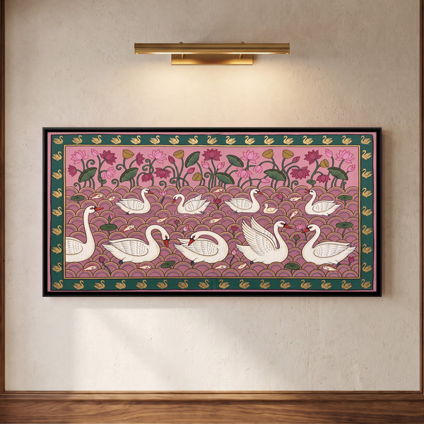 Swans in a Lotus Pond