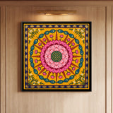 Central Lotus Mandala with Peacock Feather Motifs