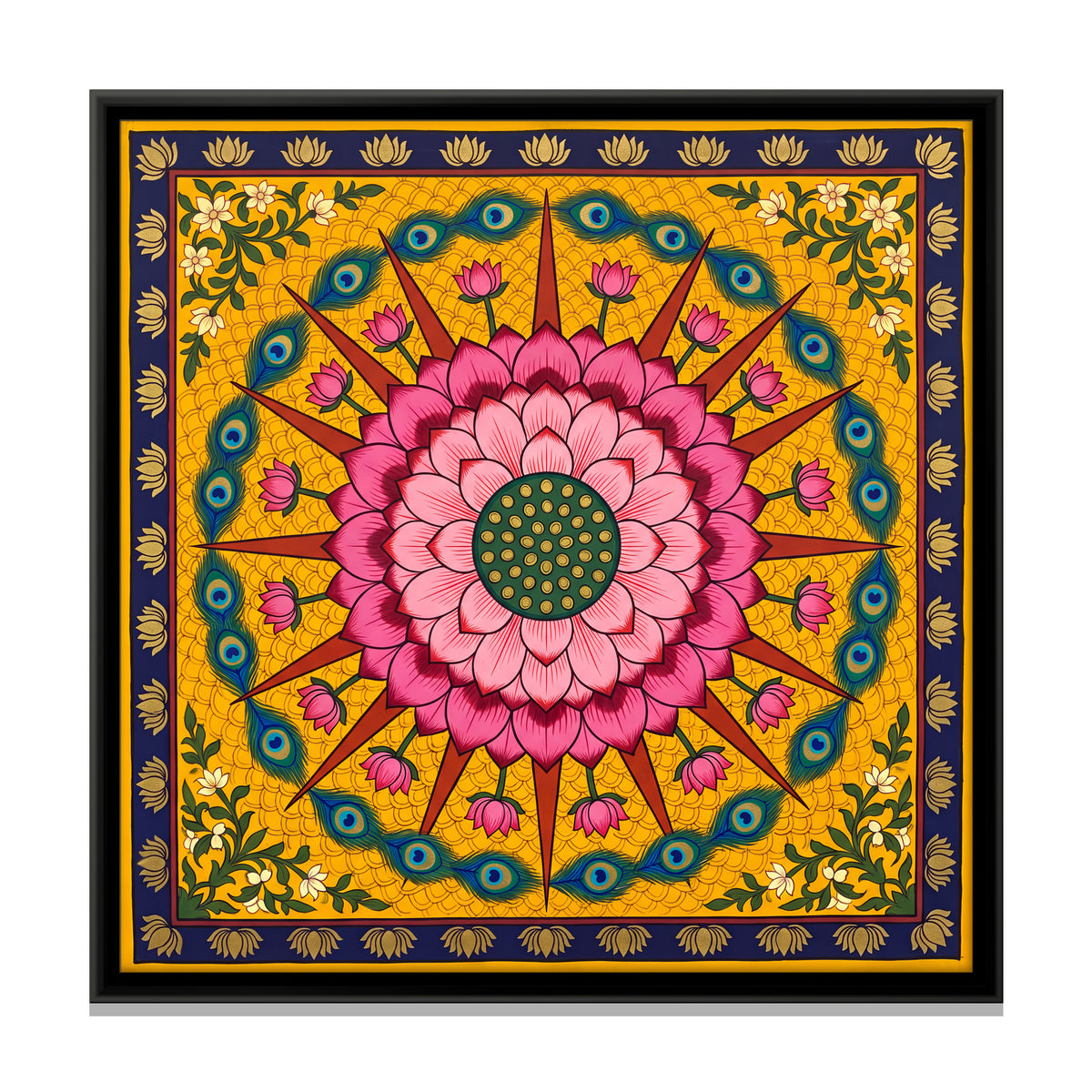 Lotus Mandala - framed canvas print, front view