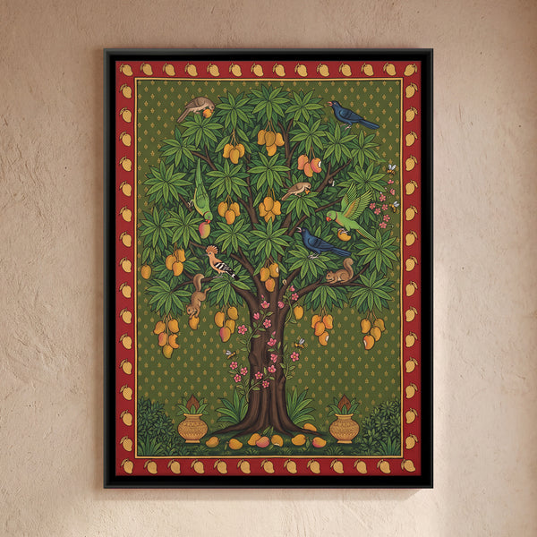 Mango Tree with Birds and Monkeys