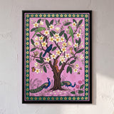 Frangipani Tree with Peacocks and Birds