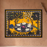 Swans on a Lotus Pond in a Forest