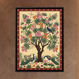Oleander Tree with Peacocks and Birds