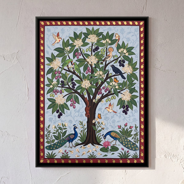 Jamun Tree with Peacocks and Birds
