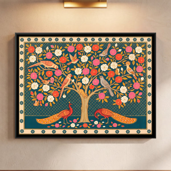 Blossom Tree with Birds and Peacocks