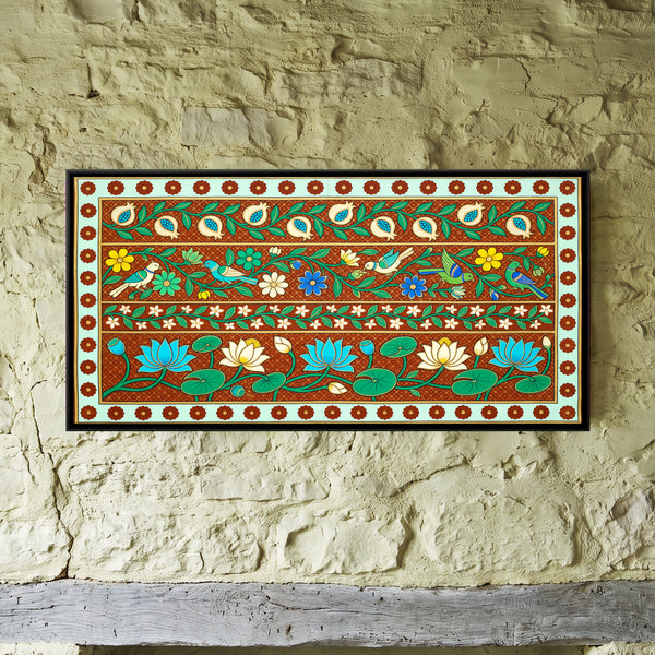 Horizontal Bands of Lotus, Flowers, and Birds