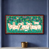 Herd of White Cows with Calves in Ivory