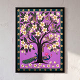 Flowering Tree with Peacocks and Birds in Plum