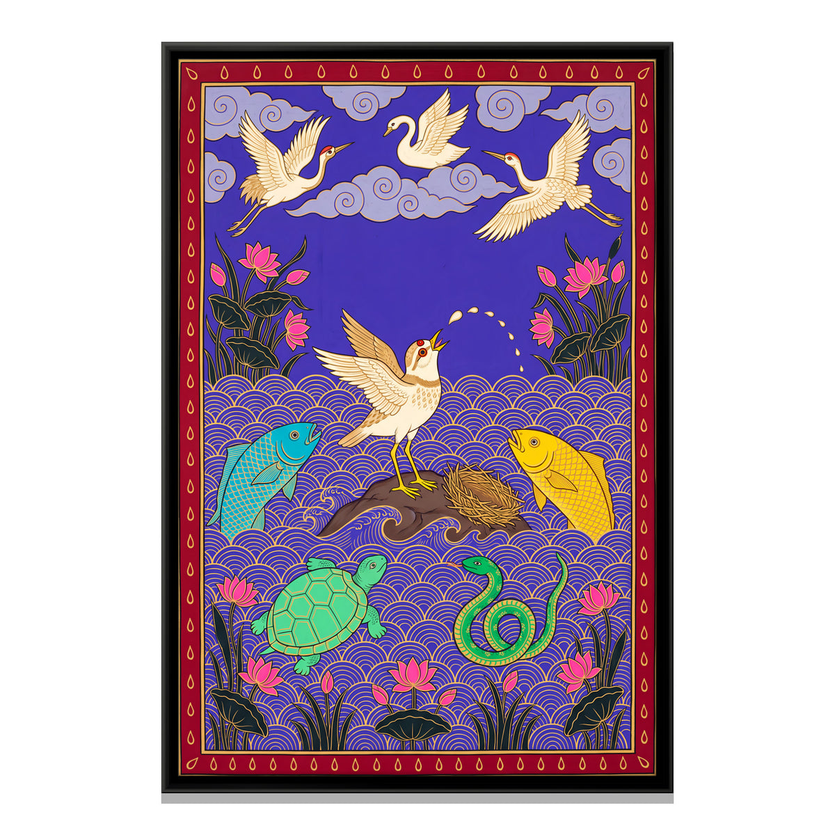 The Sandpiper and the Sea - framed canvas print, front view
