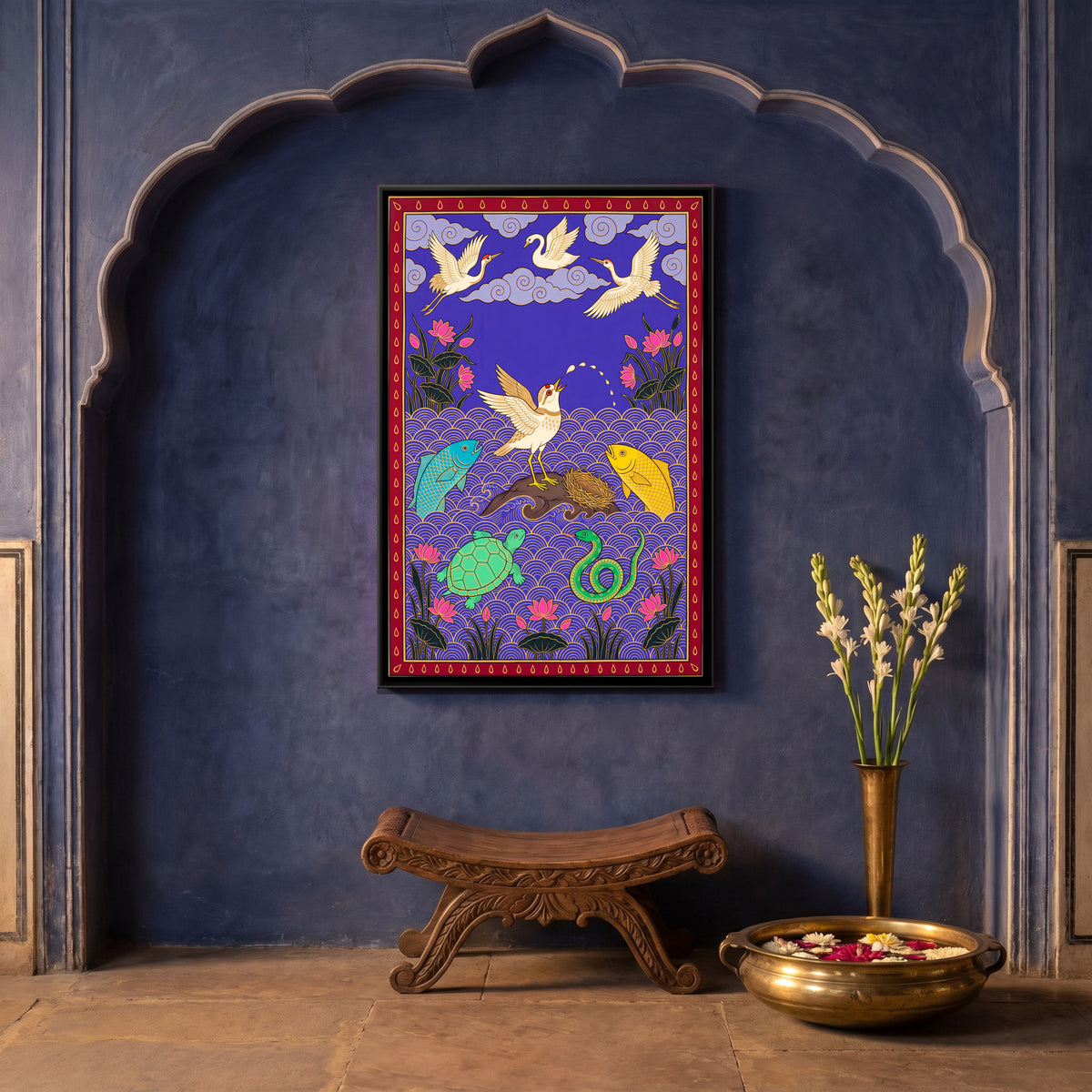 The Sandpiper and the Sea - canvas art shown in a styled room