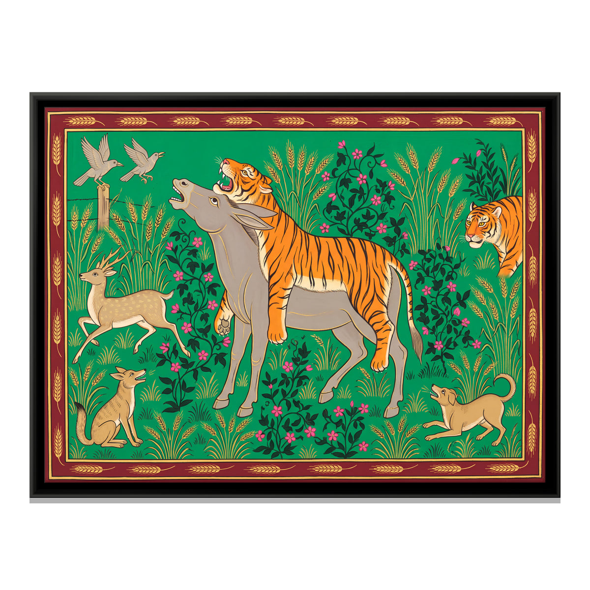 The Donkey in the Tiger's Skin - framed canvas print, front view