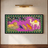 The Lion and the Camel Fable in Teal