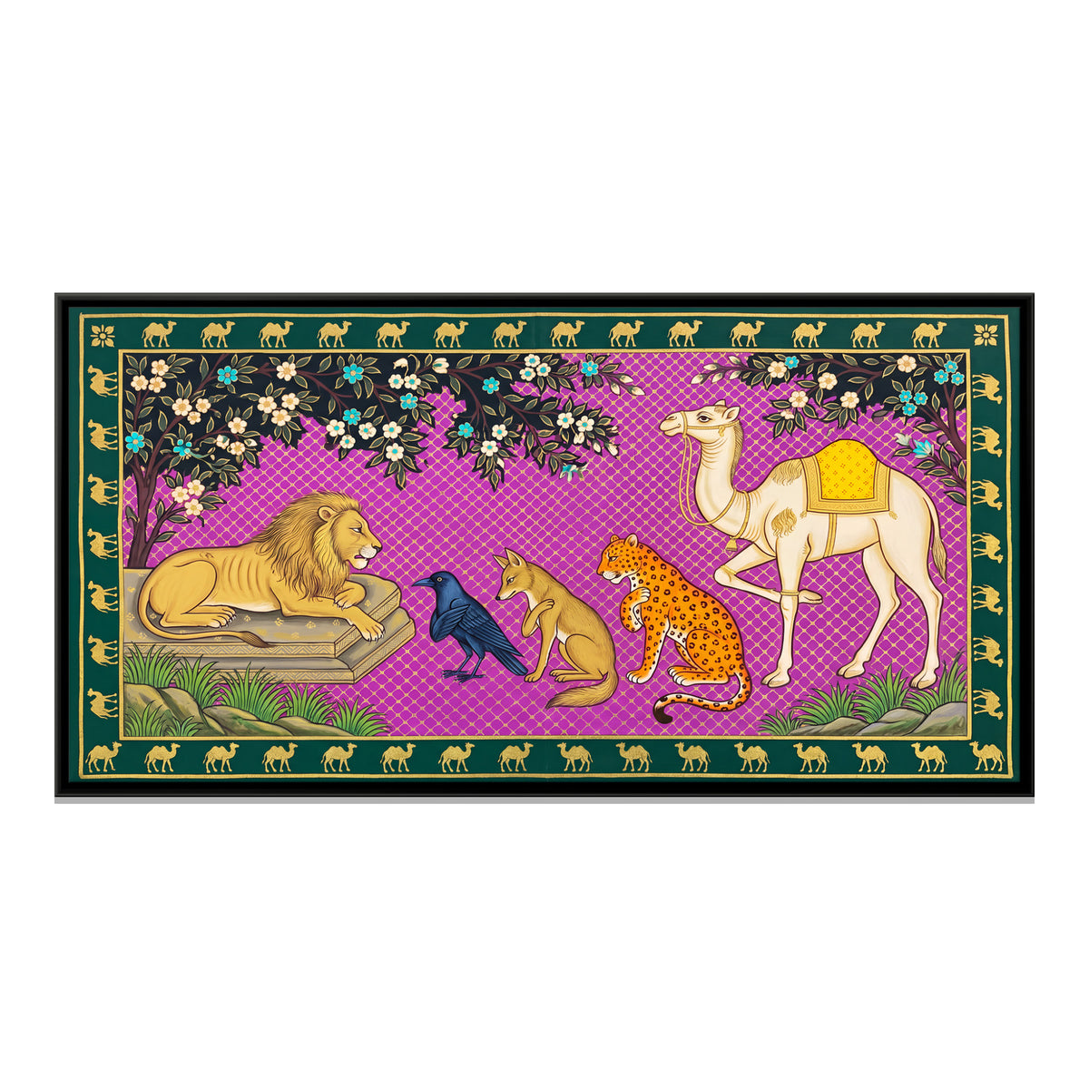The Lion and the Camel - framed canvas print, front view