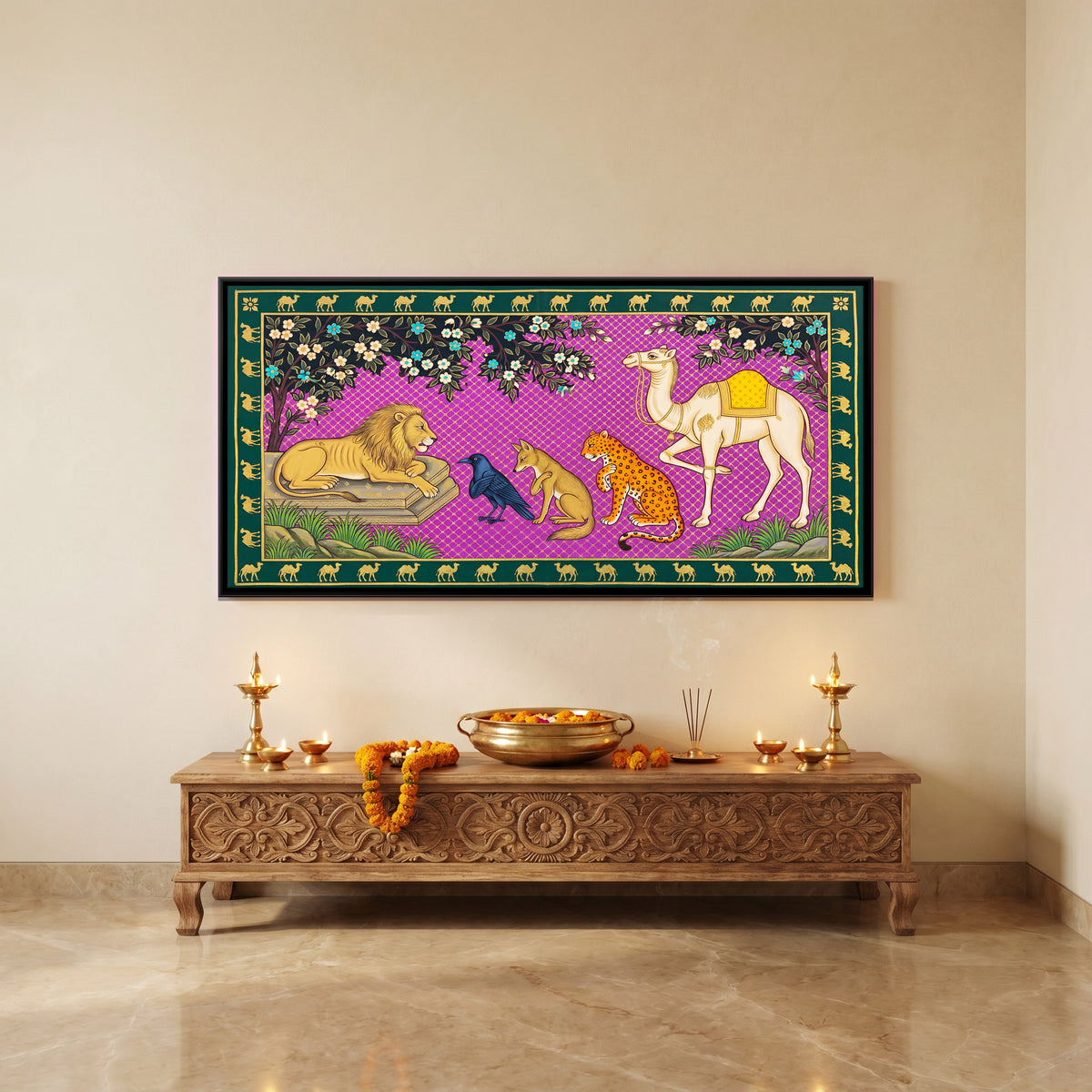 The Lion and the Camel - canvas art shown in a second room setting