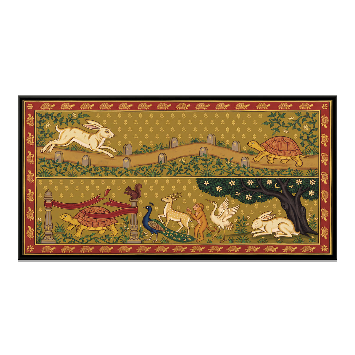 The Hare and the Tortoise - framed canvas print, front view