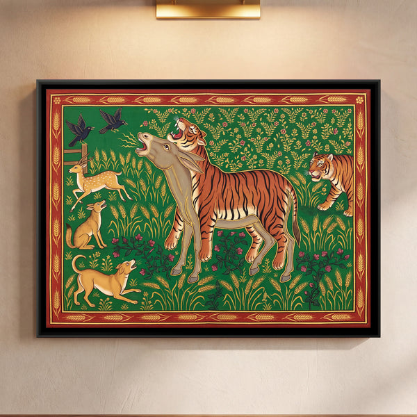 Donkey in Tiger Skin Braying at Tiger