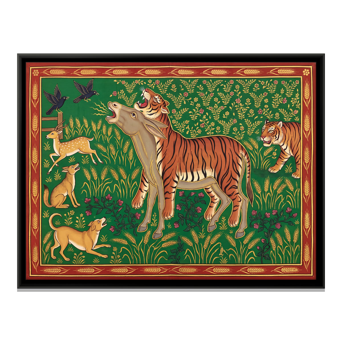 The Donkey in the Tiger's Skin - framed canvas print, front view