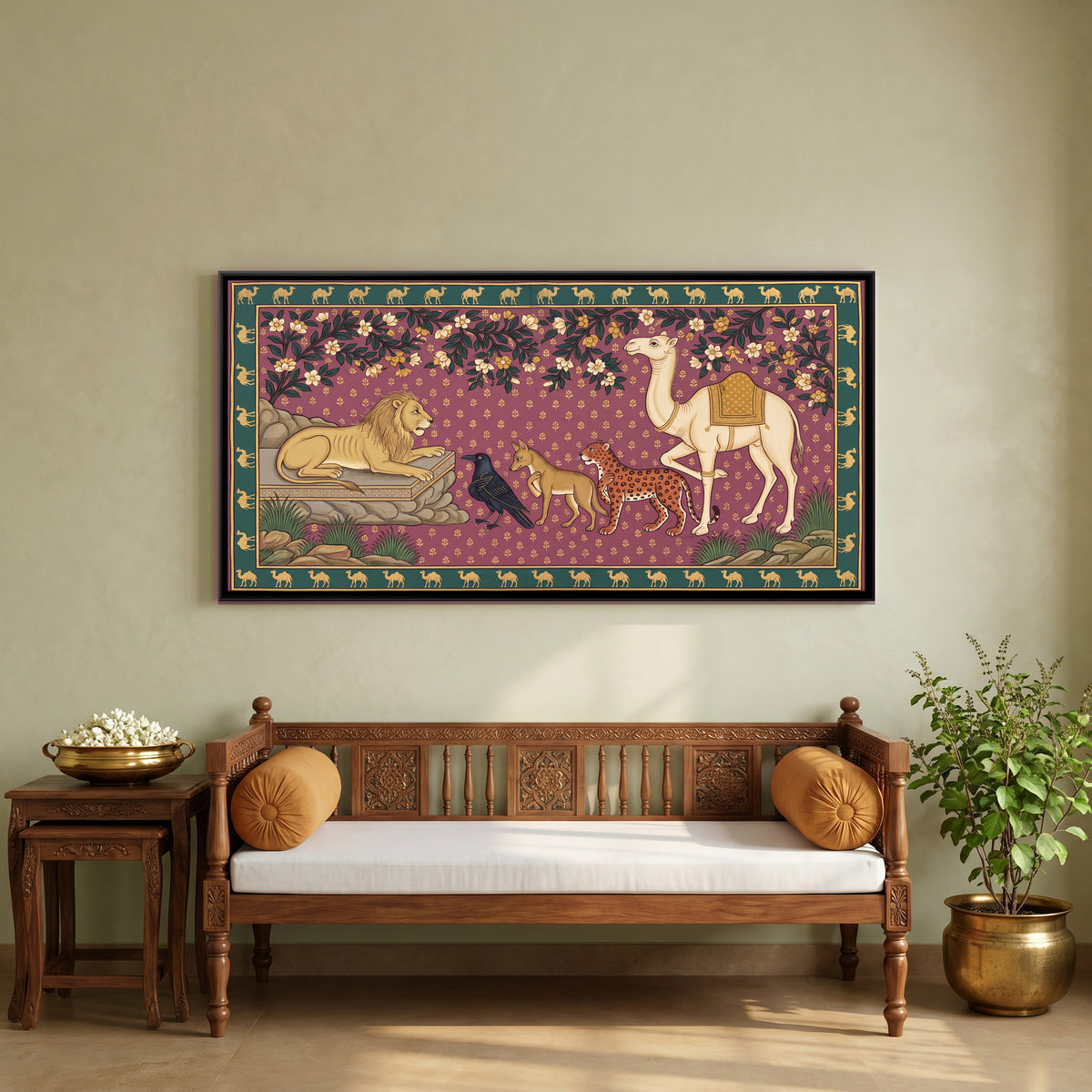 The Lion and the Camel - canvas art shown in a second room setting