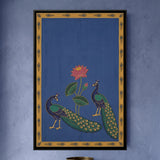 Two Peacocks and a Lotus Plant