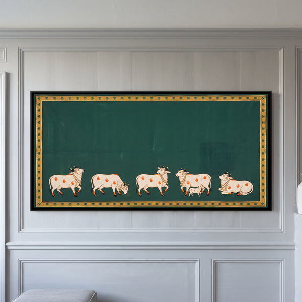 Five White Cows and One Calf